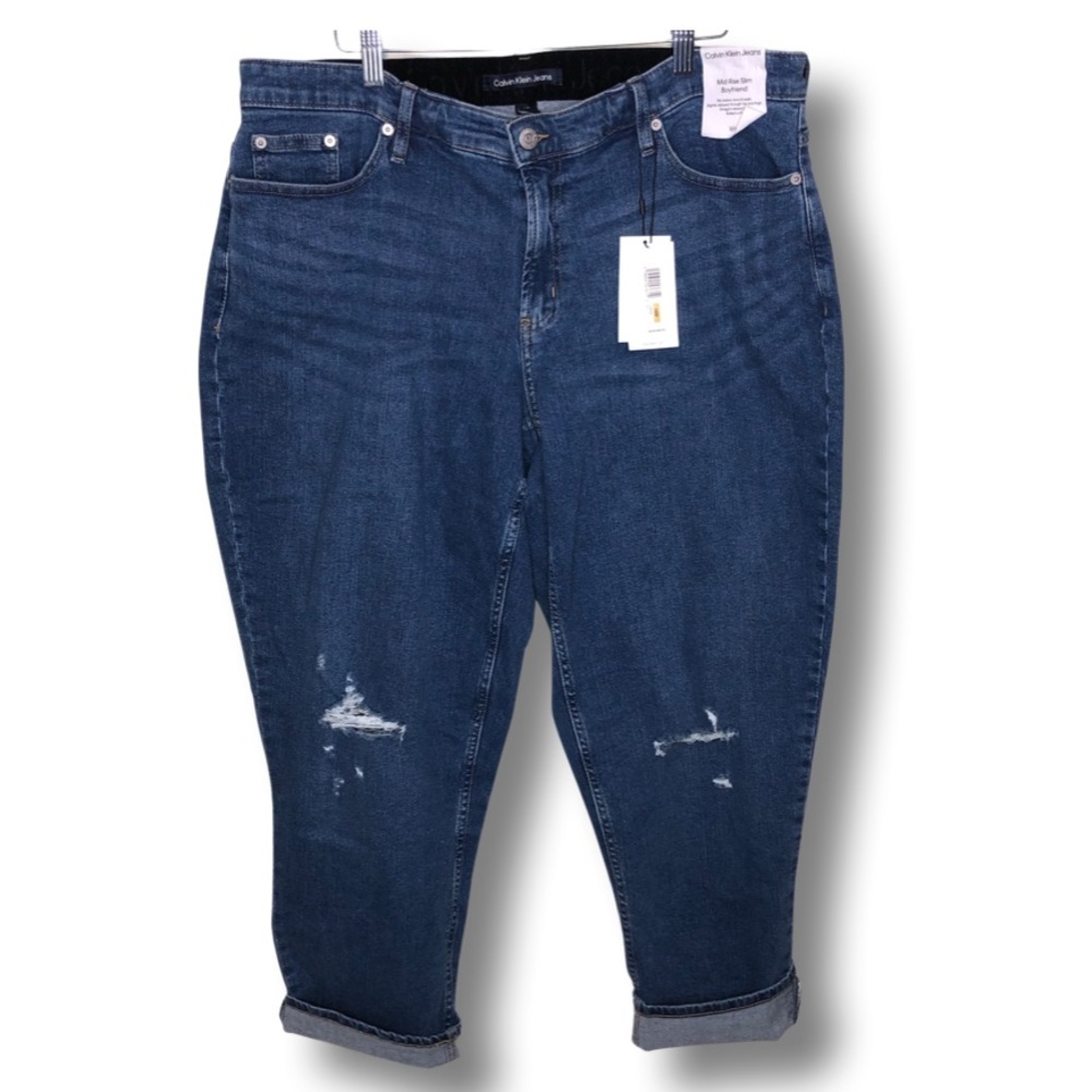 New with tags Plus size Calvin Klein mid rise slim boyfriend jeans